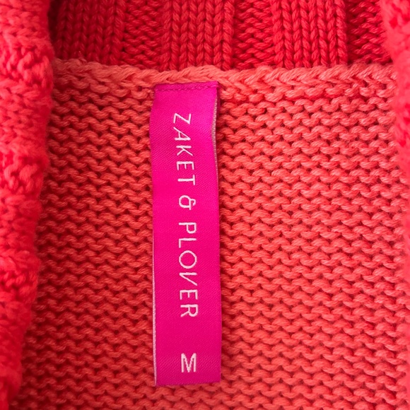 Zaket & Plover 100% Cotton Collared Button Up Coral Cardigan - Picture 16 of 16